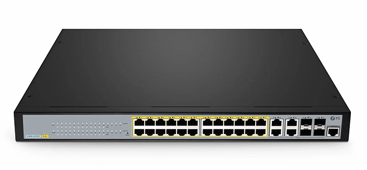 S3400-24T4FP, Commutateur Ethernet Gigabit L2+ PoE+ 24 ports, 24 ports PoE+ à 370 W, avec 4 Liaisons Montantes Combinées 1 Gb
