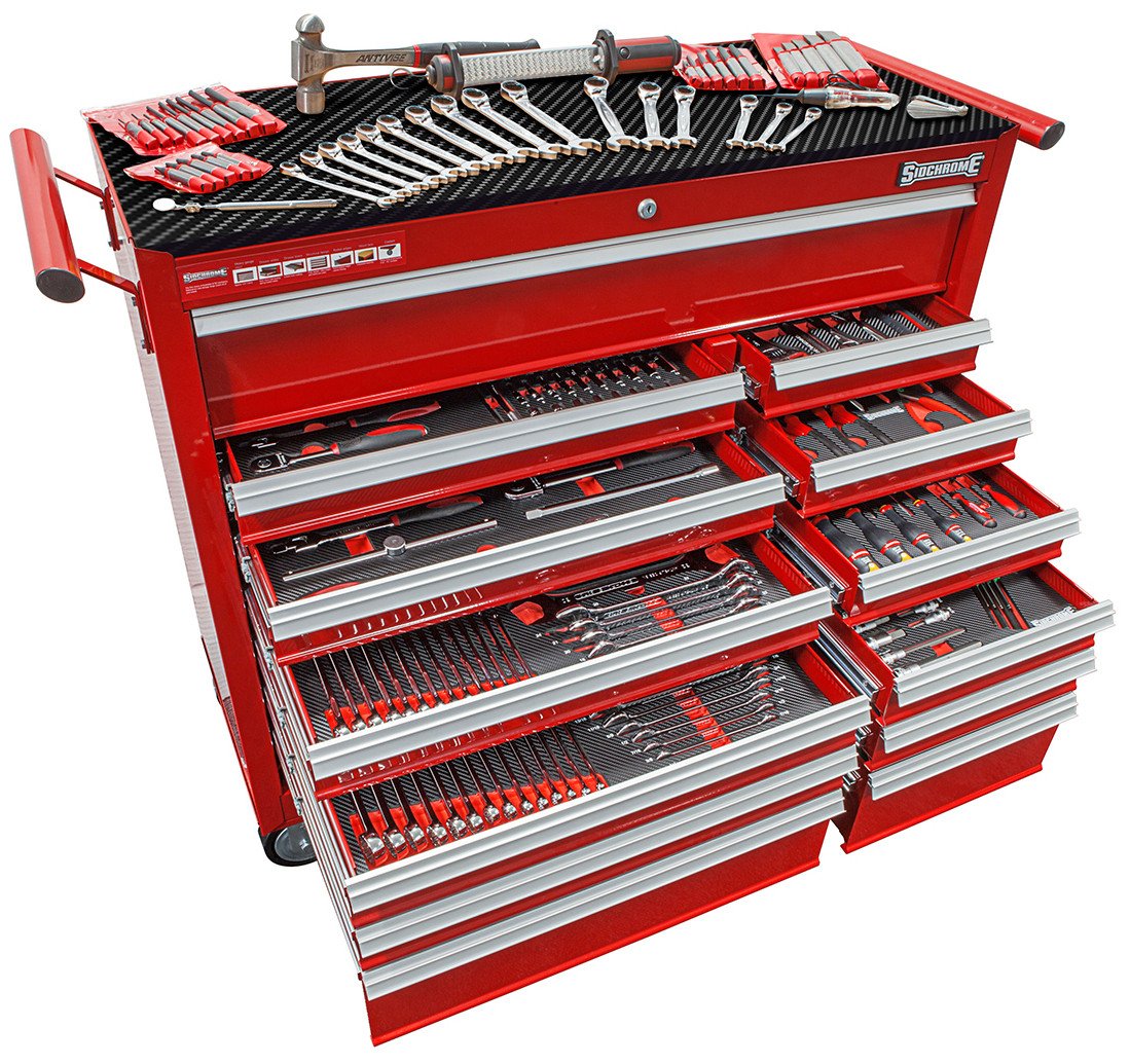 Sidchrome SCMT10166 382pce Metric & AF 13 Drawer Wide Body Roller Cabinet Tool Chest Kit