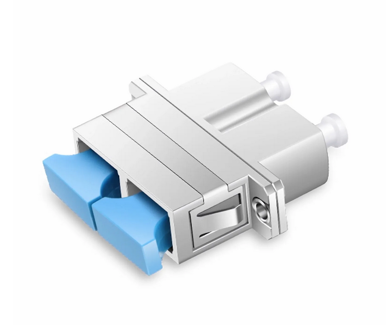 Adaptateur/Coupleur de Fibre Optique Métallique LC/UPC Hybride Femelle vers SC/UPC Femelle Duplex Monomode/Multimode avec Bride