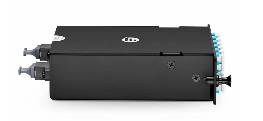 Cassette FHD® MTP®-LC, OM4 Multimode, Type A, 24 Fibres, 2 x MTP®-12 (Mâle) vers 12 x LC Duplex (Aqua), 0,35 dB Max