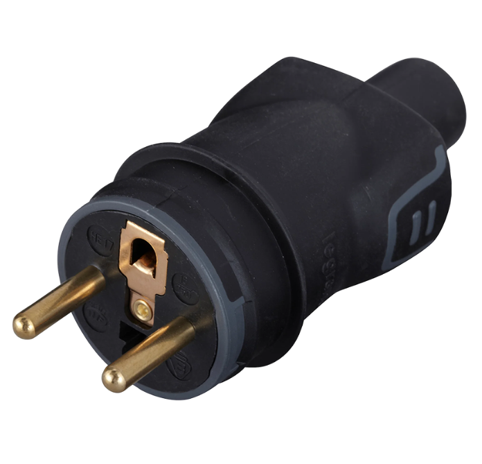 BMG050445 Legrand - Fiche Mâle 16A 2P+T en Caoutchouc Noir - Étanche IP44 - IK08