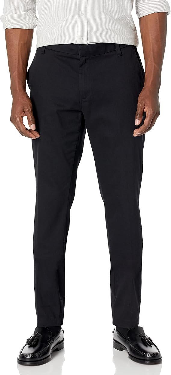 Homme Pantalon Extensible à Coupe ajustée et Infroissable, sans Pinces