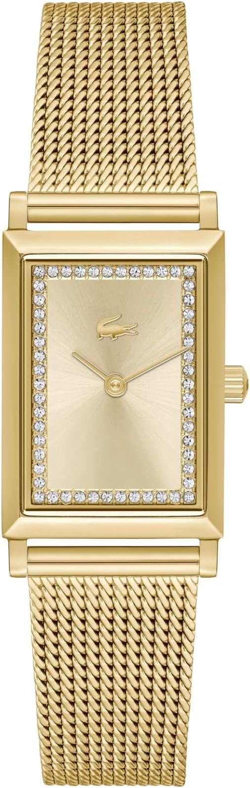Montre Femme Quartz Deux Aiguilles avec Élégant Boîtier Rectangulaire et Bracelet en Acier Inoxydable