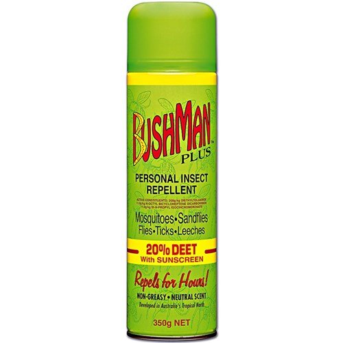 BUSHMANS PLUS 20% DEET 350G AEROSOL WITH SUNSCREEN