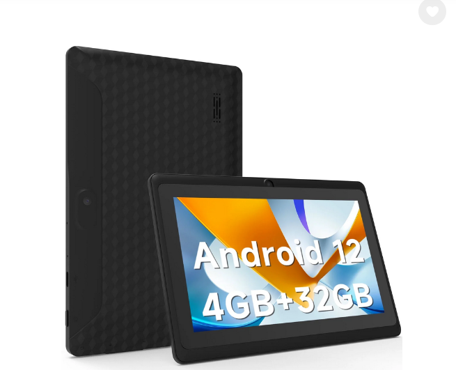 Tablette 7 Pouces Android 12, 2 Go de RAM, 32 Go de ROM, 1 To d'Extension, Processeur Quad-Core, WiFi, Bluetooth, Batterie 3000 mAh