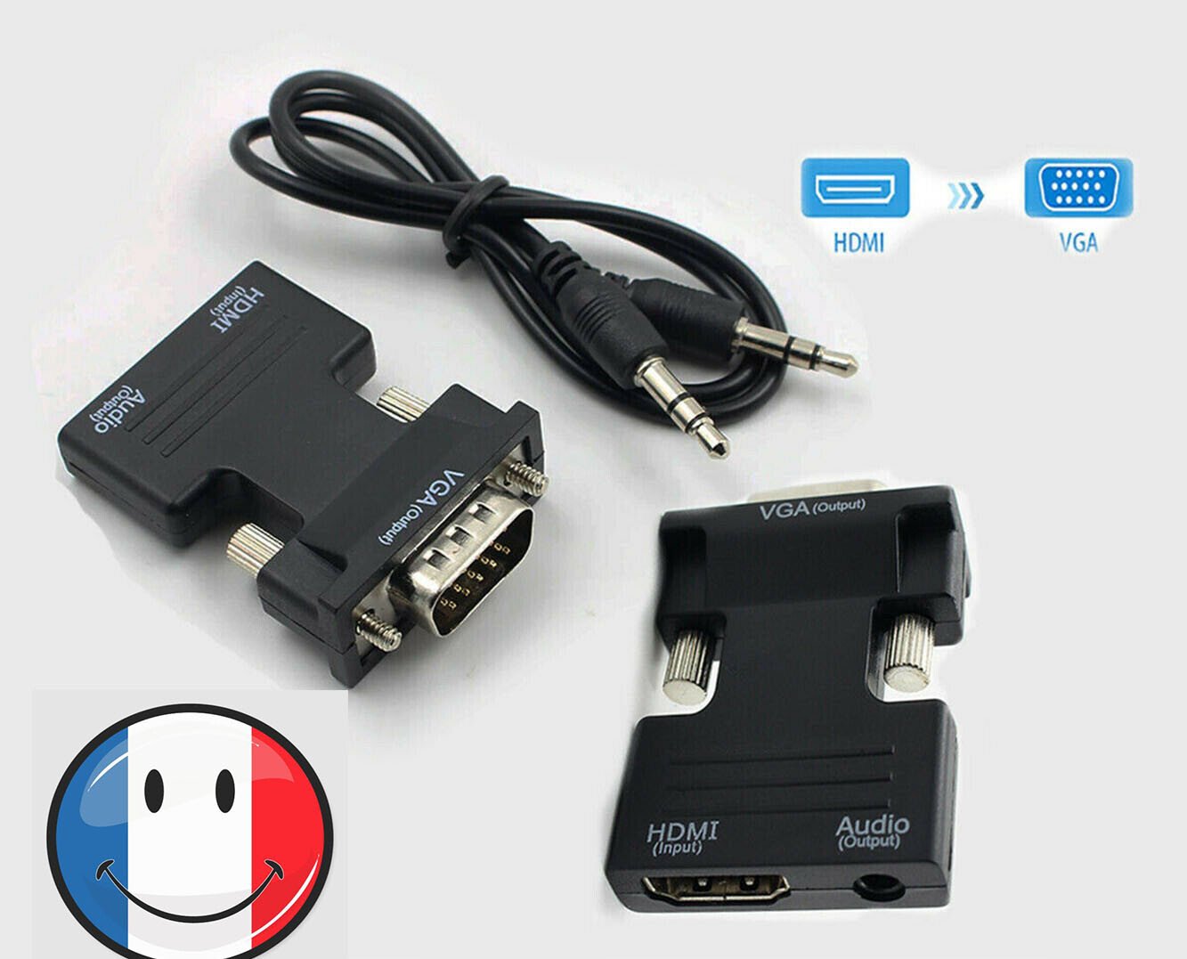 HDMI femelle Vers VGA mâle adaptateur vidéo Câble convertisseur audio HD 1080p