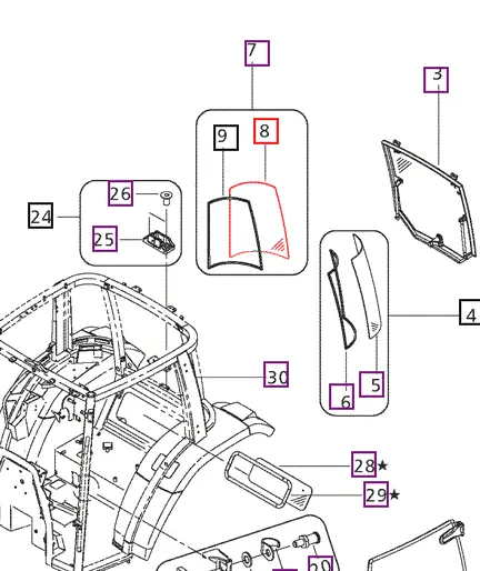 Mahindra Tractor Side Window Glass Rear RH