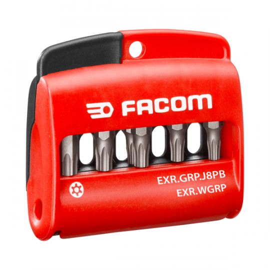 Jeu de 8 embouts OGV Grip Resistorx sur Etui T10, T15, T20, T25, T27, T30, T40 + porte-embout - FACOM