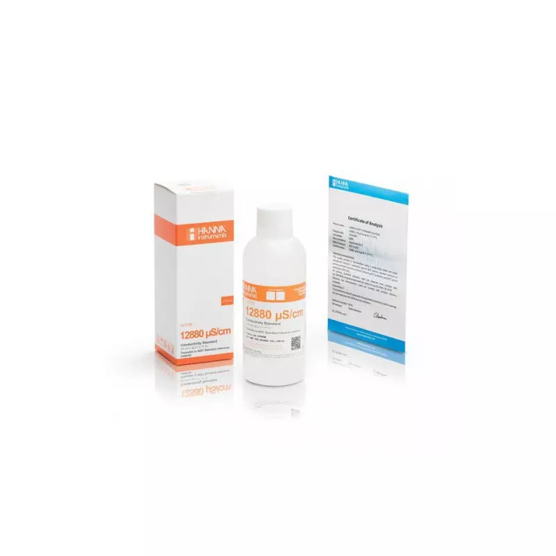 Hanna HI7030L – Solution Étalon de Conductivité EC 12 880 µS/cm – Calibration des Conductimètres – Flacons de 230 ml et 500 ml