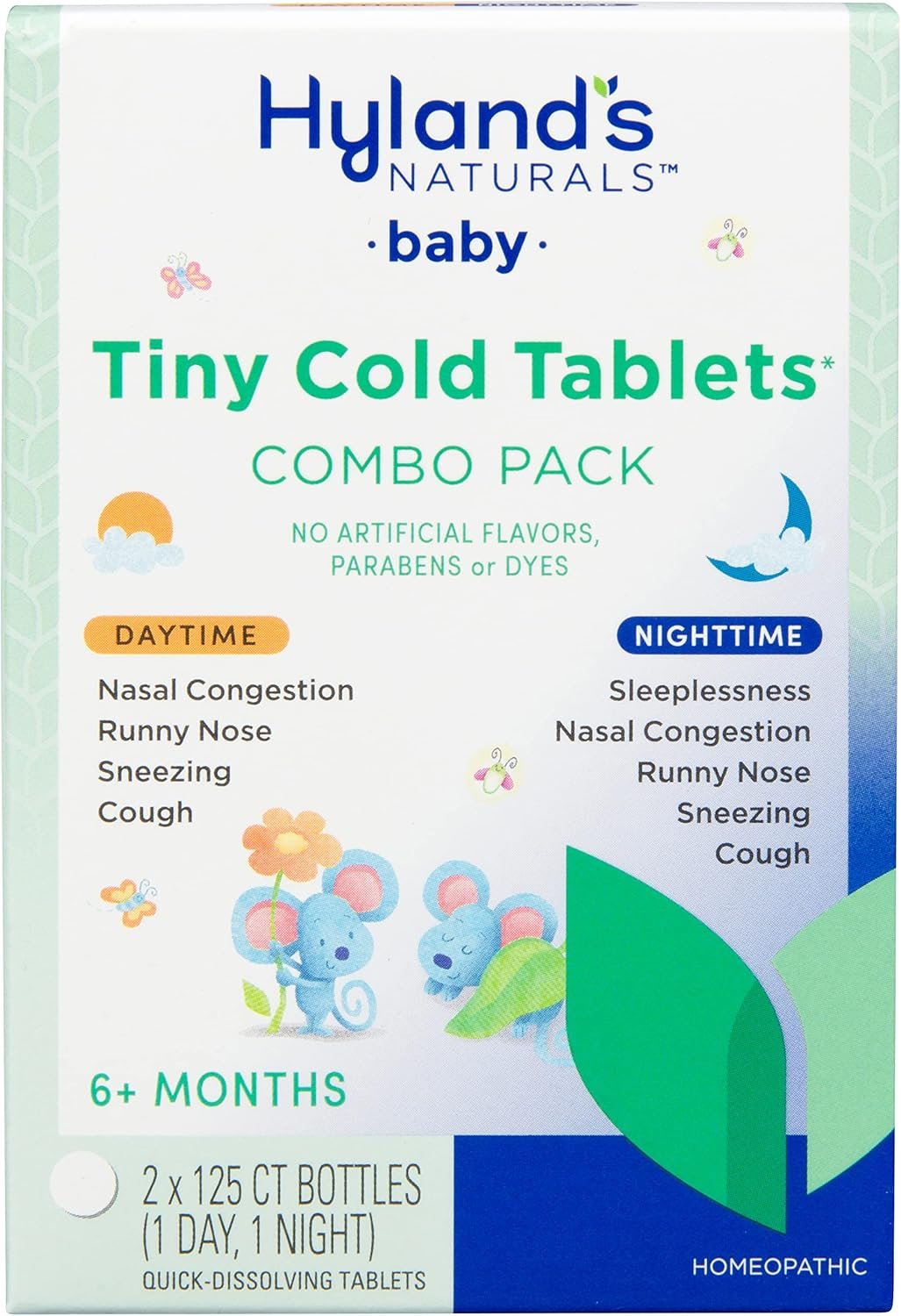Hyland’s Baby Tiny Cold – Pack Jour et Nuit, comprimés à dissolution rapide pour bébés (250 comprimés)