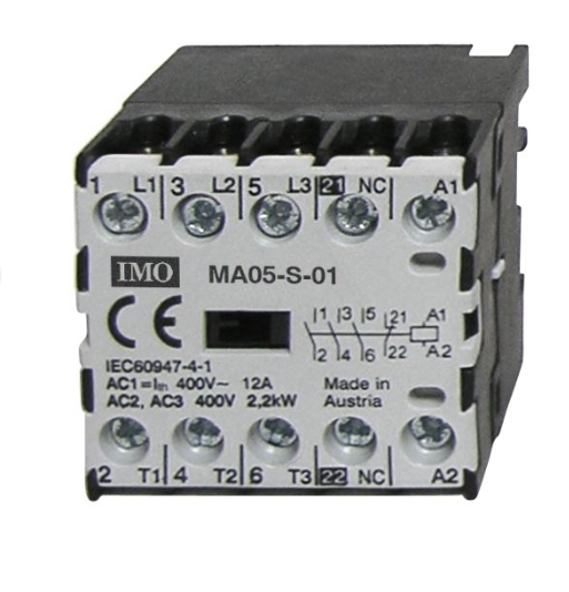 Micro Contacteur Tripolaire 2.2KW 5A AC3 / 12A AC1 - Bobine 24VAC - 1NO - MA05 IMO