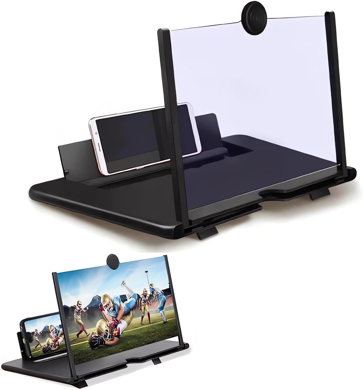 Agrandisseur d’Écran Smartphone 12" – Loupe 3D HD Pliable – Grossissement 2× – Support Rétractable Universel – Sans Batterie ni Application – Noir, Blanc ou Rouge