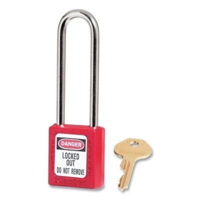 Master Lock 410LTRED Zenex Thermoplastic Safety Lockout Padlock, 410, 1-1/2 W x 1-3/4 H Body, 3 in H Shackle, KD, Red (Box of 6 Each)