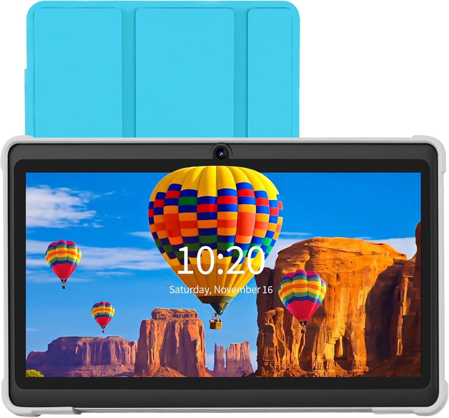 Tablette 7" avec Etui, Quad Core Android 13, 32 Go de ROM, WiFi 6, Bluetooth, Double Caméra, USB C, Tablette PC 7 Pouces, Ecran Tactile IPS Full HD, Android