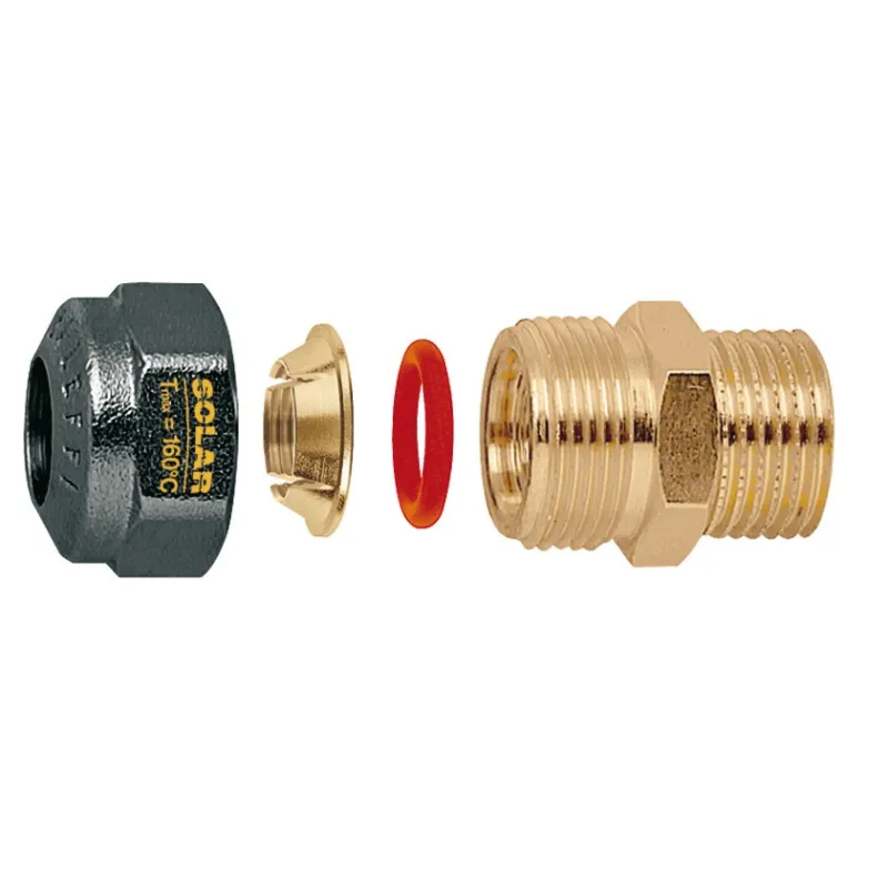 Raccord Mâle à compression pour circuit solaire laiton Ø22 mâle 3/4"
