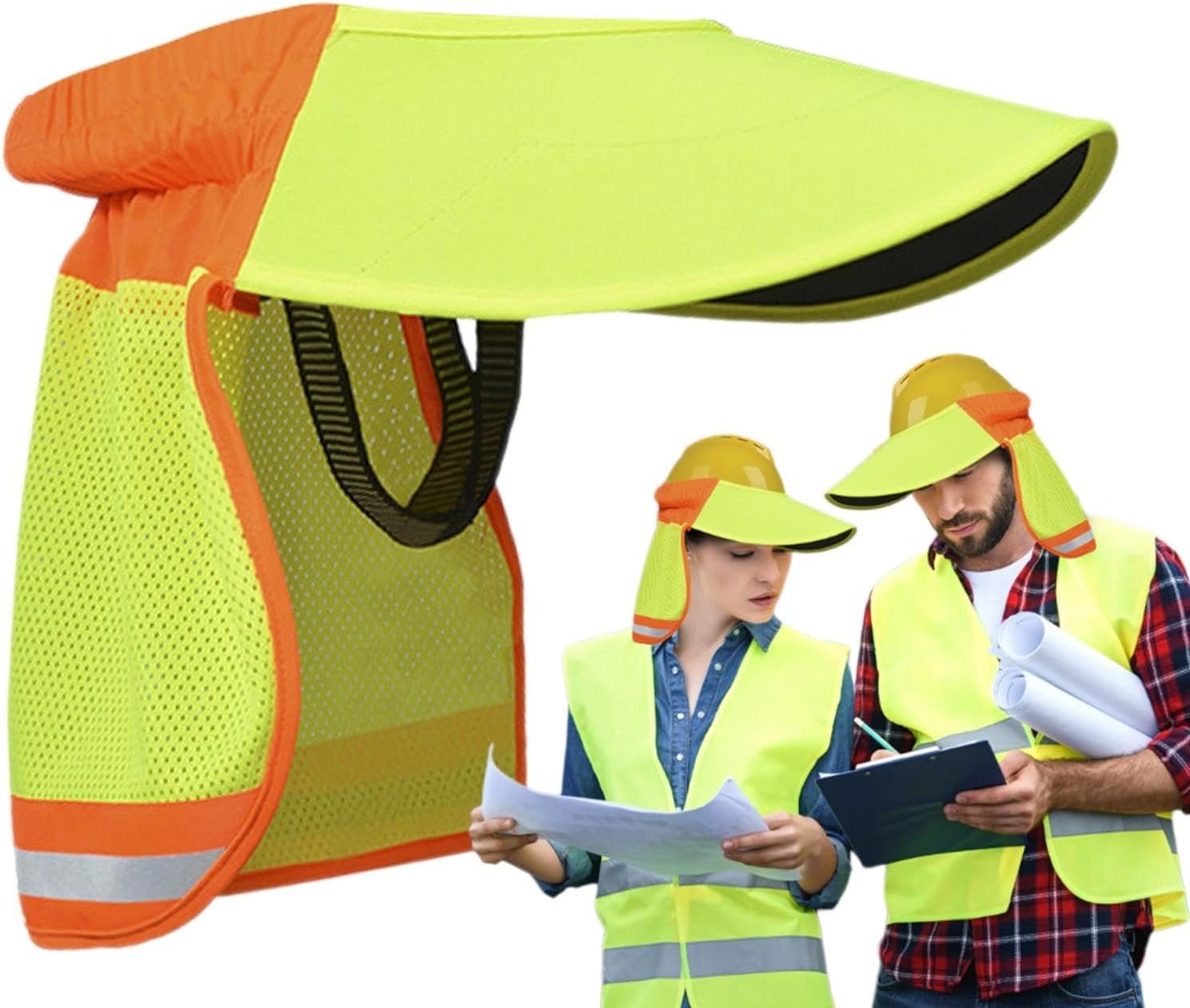 Shakven Safety Hard Hat Shade | Hard Hat Visor,Visor & High Visibility Neck Sun Shield, Breathable Safety Hat for Sun Protection, Hard Hat for Night Work & Outdoor Use