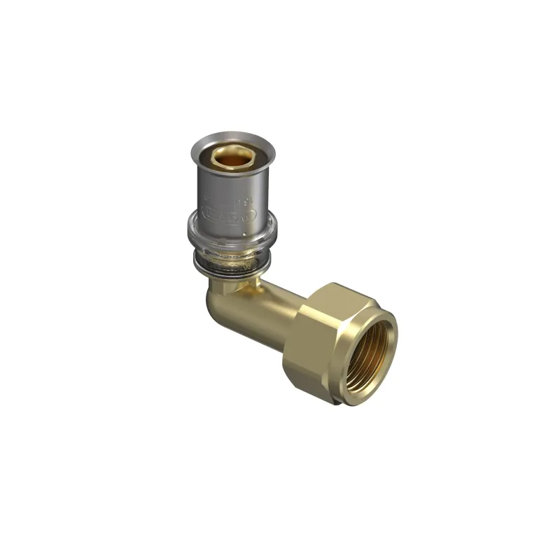 Raccord multicouche WAVIN Tigris M5 à sertir coude écrou libre 90° femelle