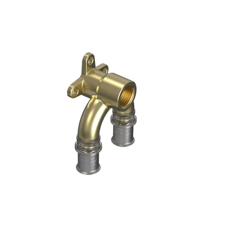 Raccord multicouche WAVIN Tigris M5 à sertir patères doubles 90° femelle