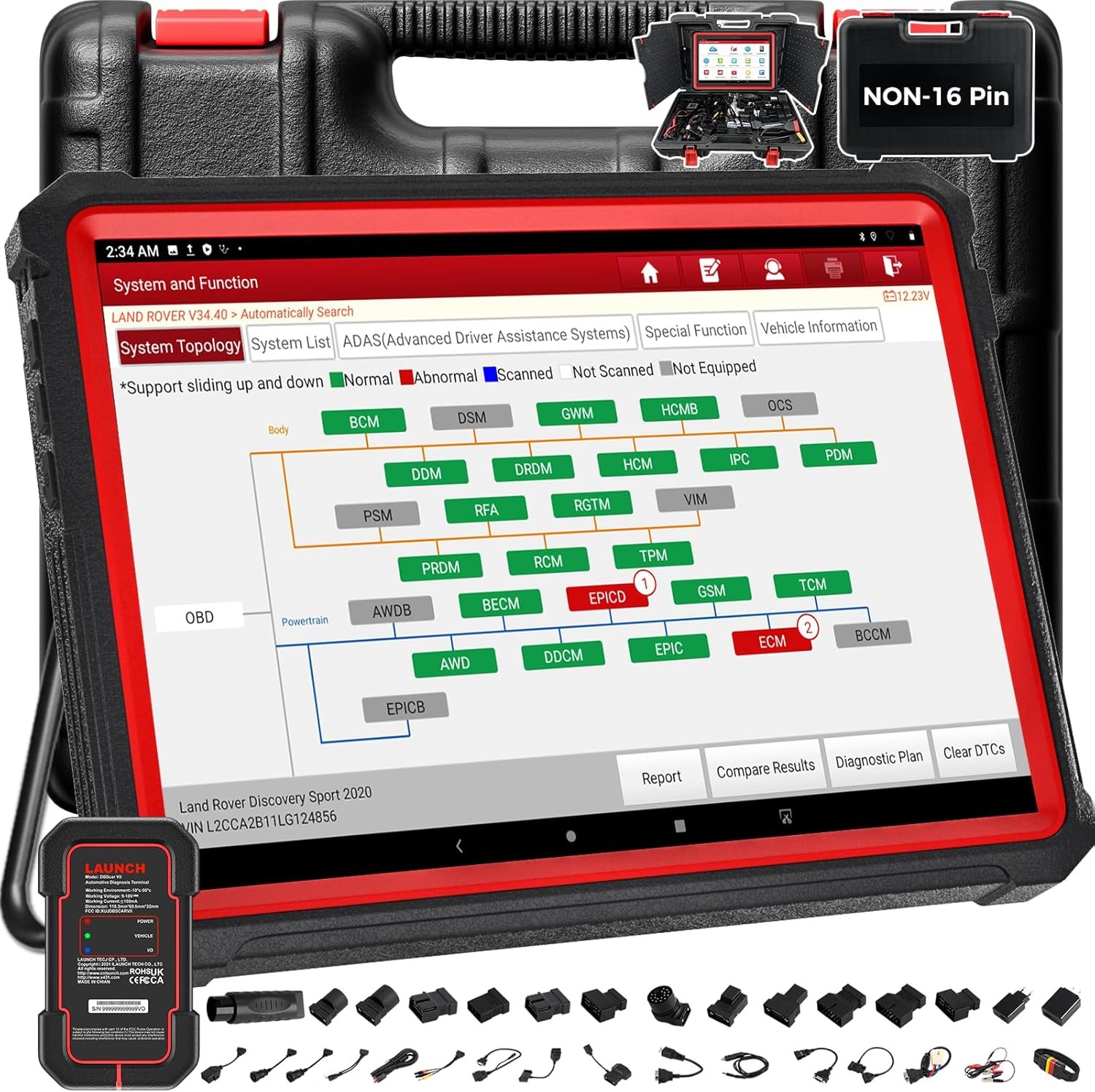 Launch X431 PRO3S+ Bidirectionnel Valise Diagnostic Auto, Diagnostic Tous systèmes, Codage en Ligne de l'ECU, cartographie topologique OEM, Guide V.A.G., Service de réinitialisation 37+, Key IMMO