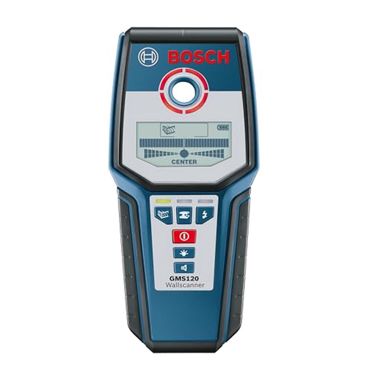 BOSCH GMS 120 Scanner mural avec modes pour le bois, le métal et le câblage en direct, comprend la batterie 9V, la sangle à main et la pochette