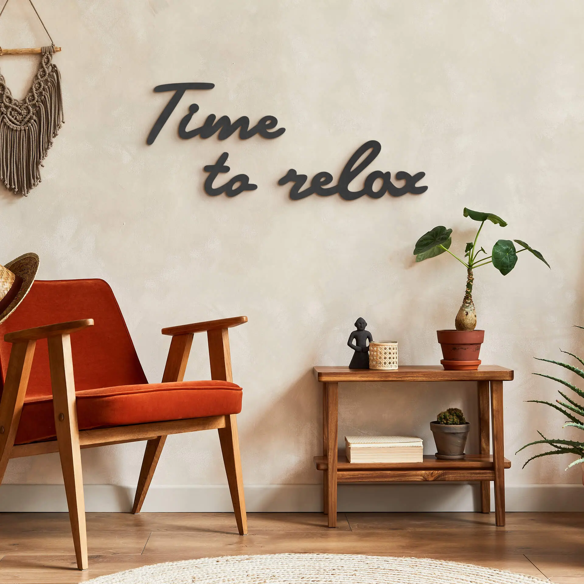 Décoration en bois MDF Time to relax - 95x15 cm